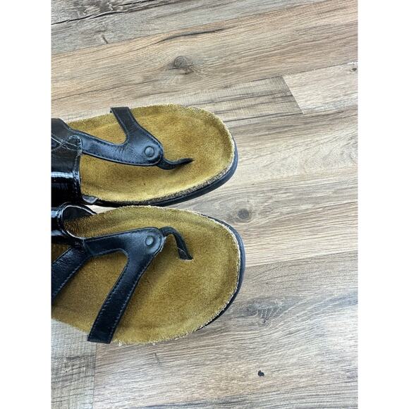 NAOT size 5| 36 Women's Israel Slip-on Thong Sandals Cork Patent Leather - Picture 6 of 7